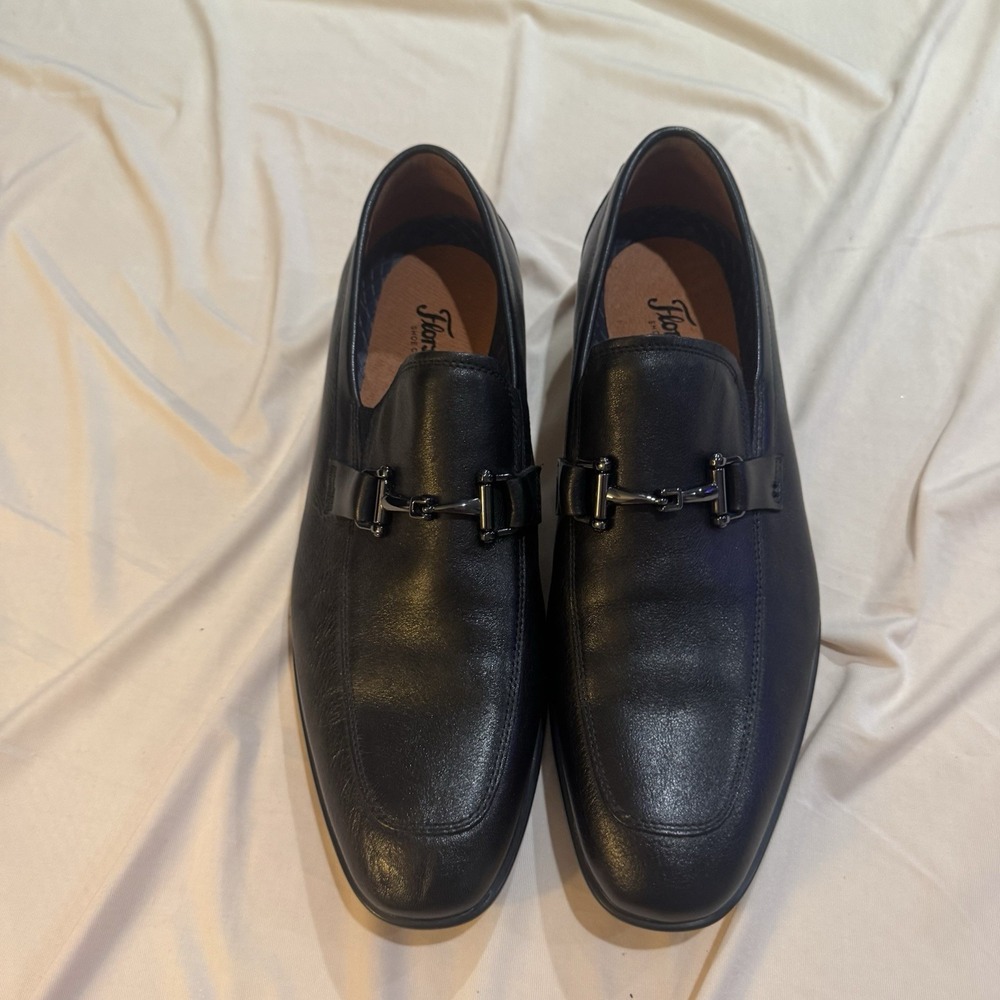 Florsheim Zaffiro Black Leather Mens Moc Toe Bit Loafers Size 8.5 W View 2